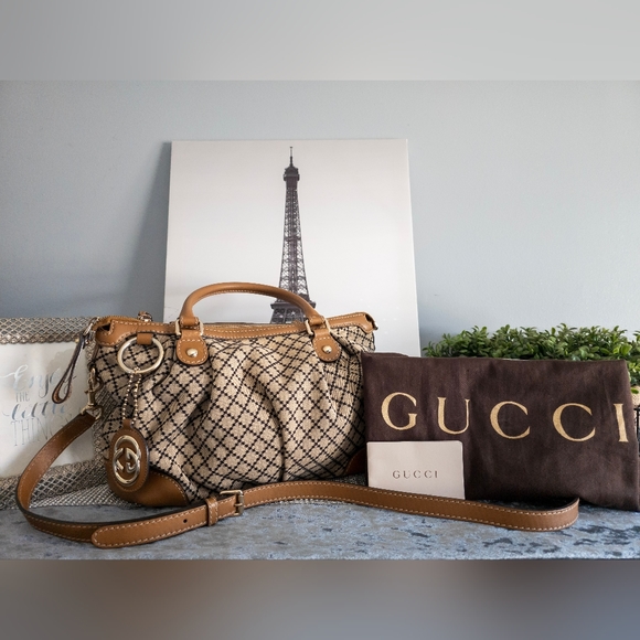 Gucci Handbags - Gucci Diamante Sukey 2-Way Satchel with Dustbag